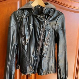 Free people hooded vegan leather jacket